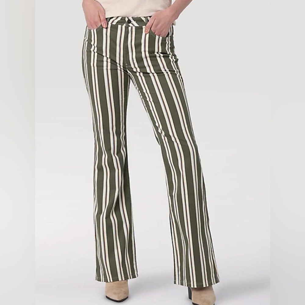 Wrangler Fierce Moss Striped Flare Jeans